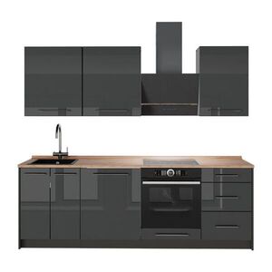 Vicco KUCHYŇSKÝ KOUT Fame-Line, Antracitový vysoký lesk/Antracit, 230 cm, PD Dub obraz