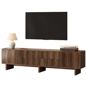 Modfu TV stolek z dřevotřísky 180x40x56 cm tmavý ořech se 4 zásuvkami a 2 dvířky, vlnitý design pro TV do 75 palců obraz