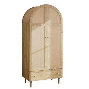 OKWISH ŠATNÍ skříň 79/50/175 cm dub z MDF se zásuvkami a textilními dveřmi obraz