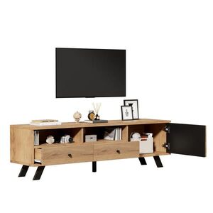 OKWISH TV stolek 150/38/44 cm přírodní dřevo z dřevotřísky s úložným prostorem a kabelovým vedením obraz