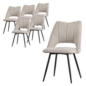 ML-DESIGN SADA 6 JEDÁLENSKÝCH ŽIDLÍ, béžový látkový potah obraz
