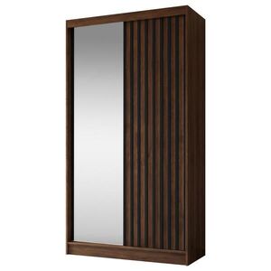 Beautysofa SKŘÍŇ S POSUVNÝMI DVEŘMI Helix II se zásuvkami a zrcadlem, 120 / 216 / 61 cm, ořech + černá obraz