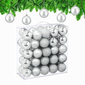 Relaxdays VÁNOČNÍ KOULE Stříbrná 50-dílná sada plast 7x6 cm obraz