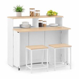 STILVORA KUCHYŇSKÝ OSTROV přírodní a bílý servírovací vozík s úložným prostorem do jídelny a kuchyně, 110x34x97, 5 cm obraz