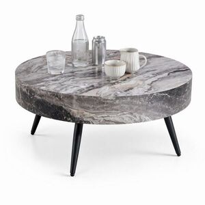 STILVORA KONFERENČNÍ STŮL v černé a šedé barvě s dekorem dřeva do obýváku 70x70x35, 5 cm obraz