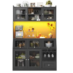 FLIEKS VYSOKÁ SKŘÍŇ 120x40x182 CM LED USB SKLO ČERNÁ obraz