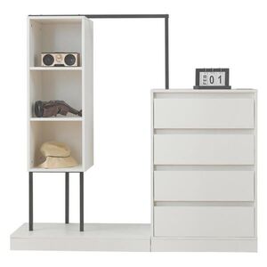 FLIEKS ŠATNÍ SKŘÍŇ 140 cm Bílá Set Komoda Tyč na Oděvy obraz