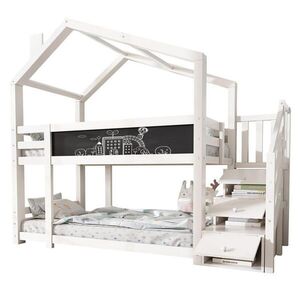 FLIEKS PATROVÁ POSTEL 90x200cm Domeček Komín Tabule Bílá obraz