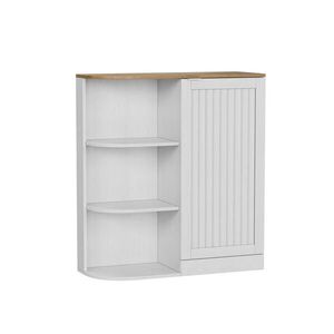 STILVORA ÚLOŽNÁ SKŘÍŇ v bílé barvě rohová skříň s otevřenými policemi do koupelny a kuchyně 68x25x76 cm obraz
