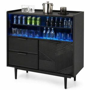 STILVORA ČERNÁ KUCHYŇSKÁ SKŘÍŇ s LED osvětlením, skleněná dvířka, úložný prostor, 80x35x80 cm obraz