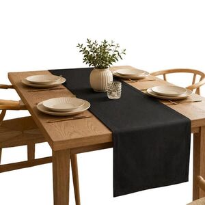 SHOPENTRA BĚHOUN na stůl, tmavě šedý, 40×160 cm, imitace lnu, vodoodpudivý a pratelný obraz