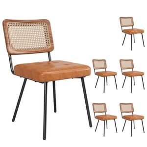 FLIEKS JÍDELNÍ ŽIDLE V SADĚ 6 KS EKO KŮŽE RATTAN RETRO obraz