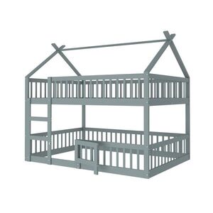 FLIEKS PATROVÁ POSTEL 140x200 Šedá Masivní Dřevo Schody Loft obraz