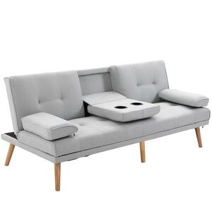 Redom ROZKLÁDACÍ pohovka 181/77/72 cm s nastavitelnou zádovou opěrkou, funkcí lůžka a sklápěcím středem, Světle šedá obraz