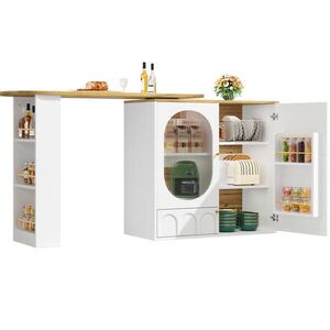 Redom BAROVÝ stůl 138/39/105 cm s otočnou deskou 360° a úložným prostorem, Bílá obraz