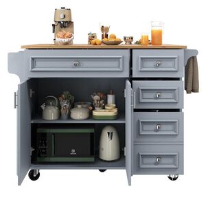 Redom KUCHYŇSKÝ ostrůvek 110/75/92 cm s výsuvnou a sklápěcí pracovní deskou, úložným prostorem a zásuvkami, Baby Blue obraz