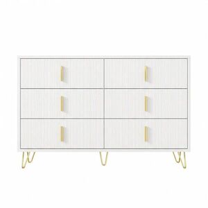 Urban Meuble SIDEBOARD bílý zlatý 120 cm 6 zásuvek moderní obraz