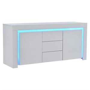 Urban Meuble SIDEBOARD 140 cm 2 dvířka, 3 zásuvky, LED osvětlení, vysoký lesk, bílý a černý Nastavitelné police obraz