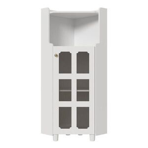 Urban Meuble ROHOVÁ SKŘÍŇ lakovaná bílá, prosklená vitrína, Smart LED obraz