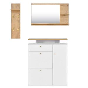 Urban Meuble BOTNÍK set bílý LED zrcadlo botník obraz