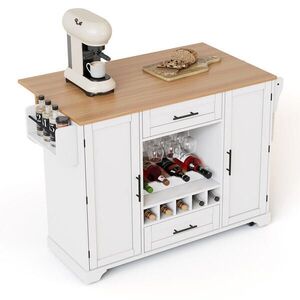 Urban Meuble KUCHYŇSKÝ OSTRŮVEK pojízdný a servírovací vozík v bílé/přírodní barvě obraz