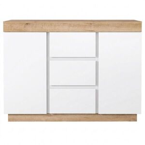 Urban Meuble SIDEBOARD bílý dub 120 cm 3 zásuvky 2 dvířka obraz