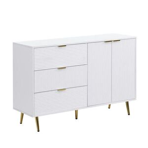Urban Meuble SIDEBOARD bílý a vlnitý design se 3 zásuvkami a 2 dvířky obraz