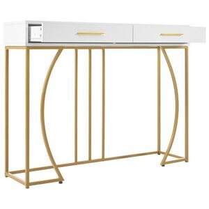 Urban Meuble KONZOLOVÝ STOLEK zlatý a bílý, 110/32/85 cm obraz