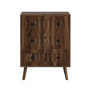 Urban Meuble SIDEBOARD dekor ořech a drážkovaný design se 3 zásuvkami a nohami z masivu obraz