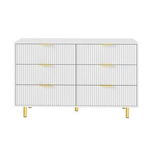 Urban Meuble SIDEBOARD bílý zlatý 6 zásuvek 120 cm moderní obraz