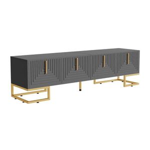 Urban Meuble TV STOLEK šedý a zlatý 170 cm s geometrickou texturou a 4 dvířky obraz