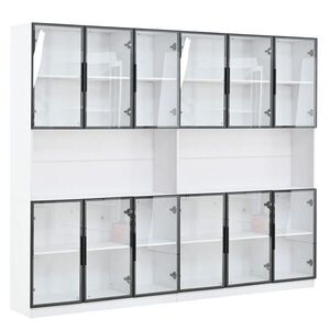 FLIEKS VITRÍNA LED 240cm Bílá Sklo Vysoká 12 Dveří obraz