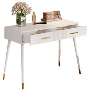 STILVORA TOALETNÍ STOLEK v bílé barvě se 2 zásuvkami do ložnice, 100×40×76 cm obraz