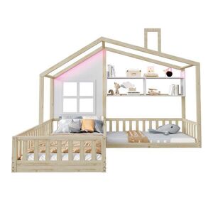 FLIEKS DĚTSKÁ DOMÁČKOVÁ POSTEL 90x200 Masivní Dřevo LED obraz