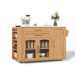 STILVORA KUCHYŇSKÝ OSTROV bílý a přírodní, servírovací vozík se zásuvkou na příbory do kuchyně a obývacího pokoje, 120 × 45(70) × 90 cm obraz