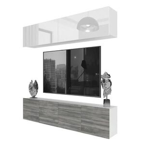 B BELINI GROUP OBÝVACÍ STĚNA Milano 6, Bílá lesklá / Šedá matná, 200 cm, Bezúchytková obraz