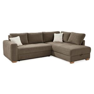 luma-home ROHOVÁ POHOVKA – PRO DLOUHODOBÉ SPÁNÍ: Boxspring, pružinová matrace, topper, úložný prostor, 257 × 206 × 85 cm (Š×H×V), hnědá kord / 15213 obraz