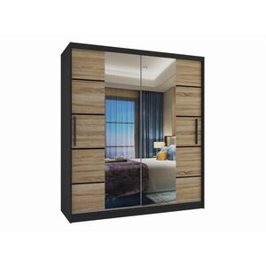 B BELINI GROUP POSUVNÁ SKŘÍŇ Verona ME, Černá/Dub Sonoma Mat, 133 cm, se zrcadlem obraz