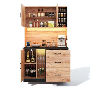 OKWISH KUCHYŇSKÁ vysoká skříň 105/40/180 cm neutrální z MDF s LED osvětlením a zásuvkami obraz