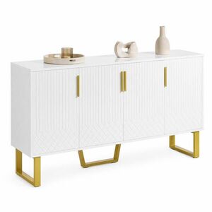 STILVORA KUCHYŇSKÁ SKŘÍŇ bílá, 4 dvířka, kovové úchytky, do obývacího pokoje a ložnice, 140×40×80 cm obraz