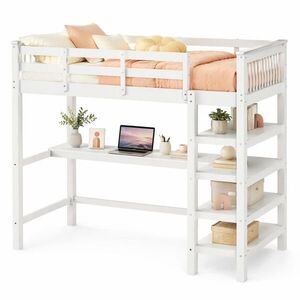 STILVORA PATROVÁ POSTEL 90/200 cm, bílá, s psacím stolem a přihrádkami, minimalistický design obraz