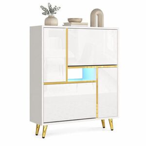 STILVORA SKŘÍŇ NA BOTY bílá lesklá, výklopná, LED osvětlení, do předsíně a ložnice, 80×25×96 cm obraz