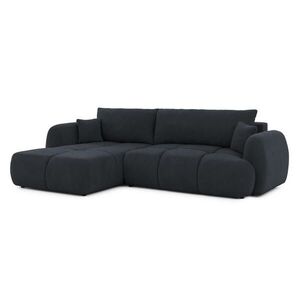 S-Style ROHOVÁ POHOVKA Loretto z přírodní černé potahové látky s funkcí spaní, úložným prostorem a hlubokým prošíváním v designu Bubble - Otomana vlev obraz