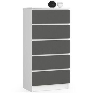 RAUMHIRSCH FURNITURE KOMODA bílá, grafitově šedá 121/60/40 obraz