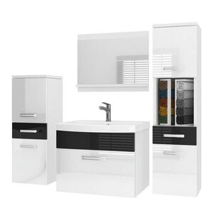 B BELINI GROUP KOUPELNOVÝ NÁBYTEK Koupelnová SADA PRI P5, Bílá / Černá lesklá, 120 cm obraz