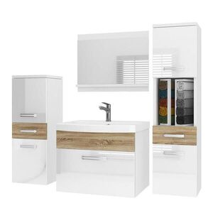 B BELINI GROUP KOUPELNOVÝ NÁBYTEK Koupelnová SADA PRI PM5, Bílá / Dub Sonoma lesklý, 120 cm obraz