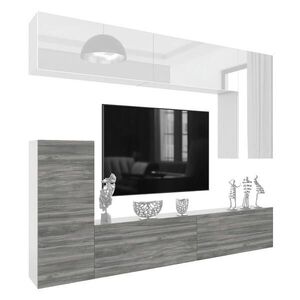 B BELINI GROUP OBÝVACÍ STĚNA Milano 8, Bílá lesklá / Šedá matná, 250 cm, Bezúchytková obraz