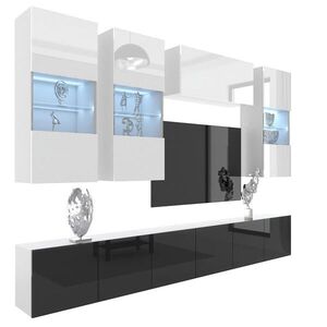 B BELINI GROUP OBÝVACÍ STĚNA Milano 5, Bílá / Černá lesklá, 300 cm, Bezúchytková obraz