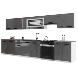 B BELINI GROUP KUCHYŇSKÁ LINKA Italia 3 320 cm, s pracovními deskami, Šedá lesklá obraz