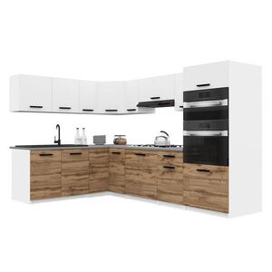 B BELINI GROUP KUCHYŇSKÁ LINKA Italia 8 420 cm , s pracovními deskami, Bílo-zlatohnědá matná obraz